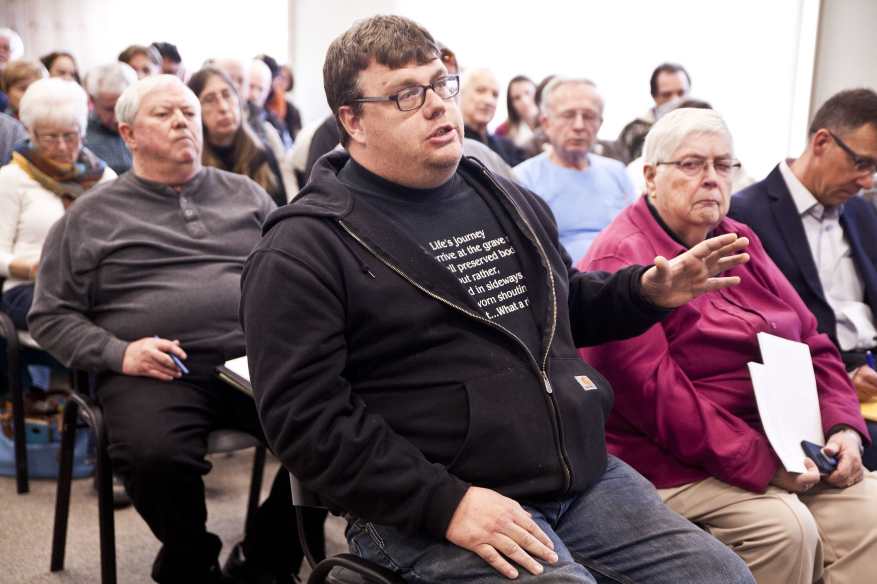 John Evankovich, of Butte, attends the EPA public meeting at the Butte Silver-Bow Archives